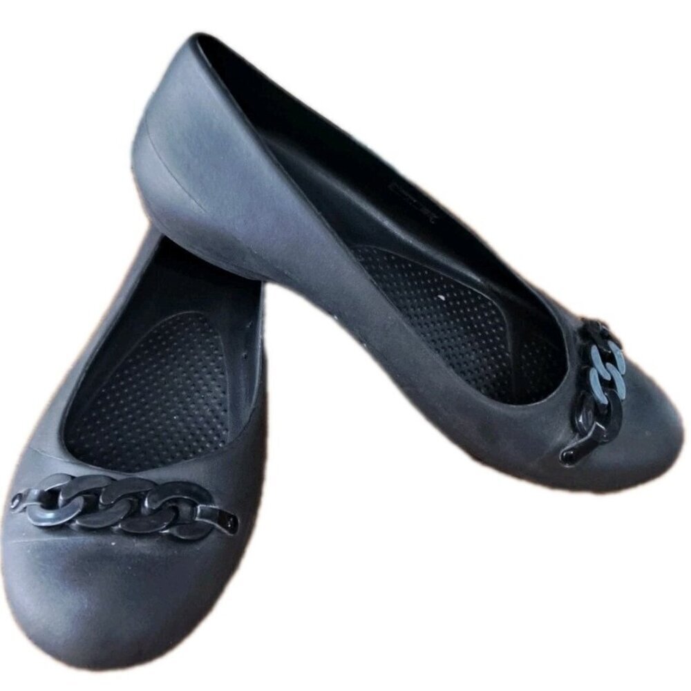 Crocs Women's 8 Black Slip On Gianna Link Ballet Flats